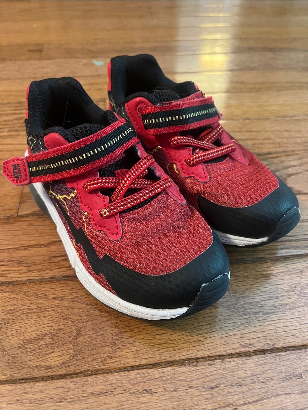 Stride Rite Red and Black Kids Hook-and-Loop Sneakers